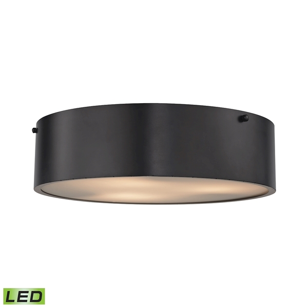 Elk Lighting Clayton 3-Lght Flsh Mnt Oiled Brnz w/Blk Shade - Incl LED Bulbs 45320/3-LED